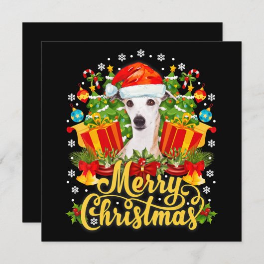 Prettig Kerstmis Windhond Moeder Vader Kerstmis Kaart (Voorkant / Achterkant)