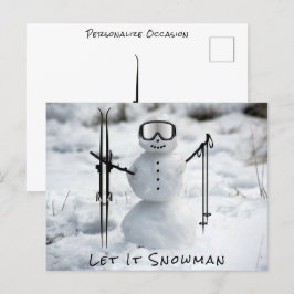 Prettig Kerstmis Winter Afdaling Ski Vakantie Briefkaart