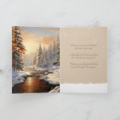 Prettig Kerstmis Winter Dennenboom Bos Rivier Zon Feestdagen Kaart (Binnen)