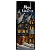 Prettig Kerstmis Winterdorp Wijn Cadeautas (Voorkant)