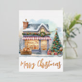 Prettig Kerstmis Winterlandschap Goud Folie Feestdagenkaart (Staand Voorkant)