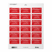 Prettig Kerstmis Witte Script Rode Retouradres Etiket (Full Sheet)