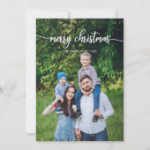 Prettig Kerstmis Witte Script Unieke Foto Kaart (Voorkant)