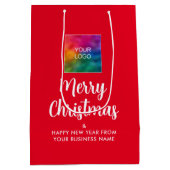 Prettig Kerstmis Zakelijk Logo Hier Aanpasbaar Medium Cadeauzakje (Achterkant)