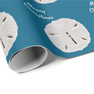 Prettig Kerstmis Zanddollar Oceaan Blauwe Strand 2 Cadeaupapier