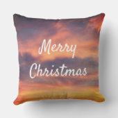 Prettig Kerstmis Zonsondergang Lucht Wolken Natuur Buitenkussen (Achterkant)