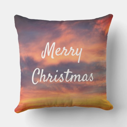 Prettig Kerstmis Zonsondergang Lucht Wolken Natuur Buitenkussen (Achterkant)