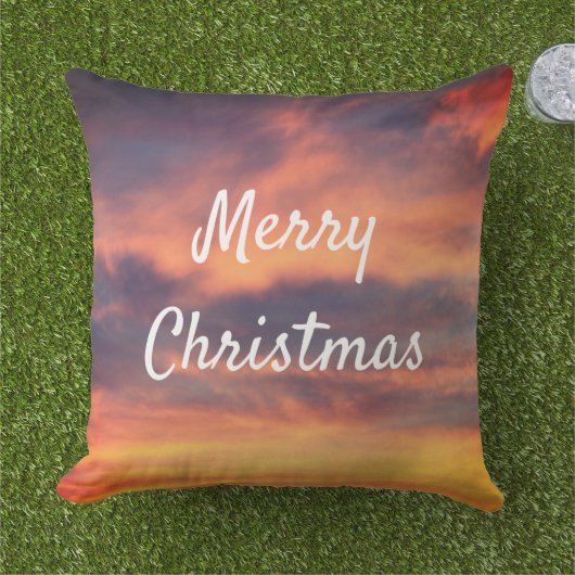 Prettig Kerstmis Zonsondergang Lucht Wolken Natuur Buitenkussen (Gras)