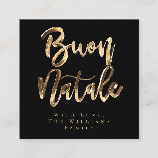 Prettig Kerstmis Zwart en Goud Italiaans Kerstfees Vierkante Visitekaartje (Voorkant)