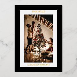 Prettig Kerstmis Zwart Goud Eenvoudig Modern Foto  Folie Feestdagenkaart