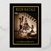 Prettig Kerstmis Zwart & Goud Eenvoudige Moderne F Folie Feestdagenkaart (Voorkant)