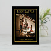 Prettig Kerstmis Zwart & Goud Eenvoudige Moderne F Folie Feestdagenkaart (Staand Voorkant)