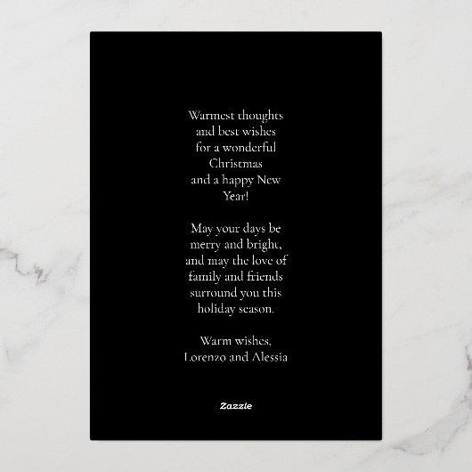 Prettig Kerstmis Zwart & Goud Eenvoudige Moderne F Folie Feestdagenkaart (Achterkant)