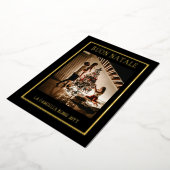 Prettig Kerstmis Zwart & Goud Eenvoudige Moderne F Folie Feestdagenkaart (Gedraaid)