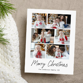 Prettig Kerstmis Zwart Schrift 6 Foto Collage Feestdagenkaart