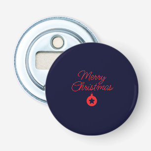 Prettig Kerstmis Zwarte Rots Blauw Klassiek Uniek Button Flesopener