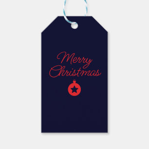 Prettig Kerstmis Zwarte Rots Blauw Klassiek Uniek Cadeaulabel