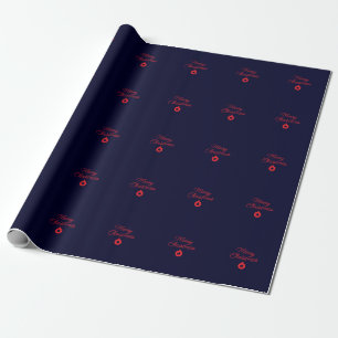 Prettig Kerstmis Zwarte Rots Blauw Klassiek Uniek Cadeaupapier