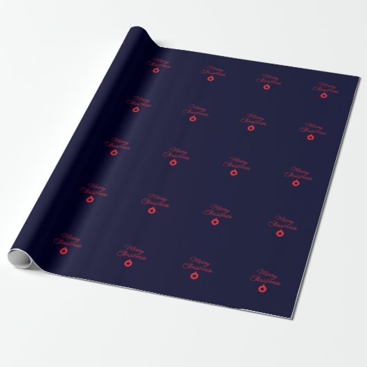 Prettig Kerstmis Zwarte Rots Blauw Klassiek Uniek Cadeaupapier (Uitgerold)