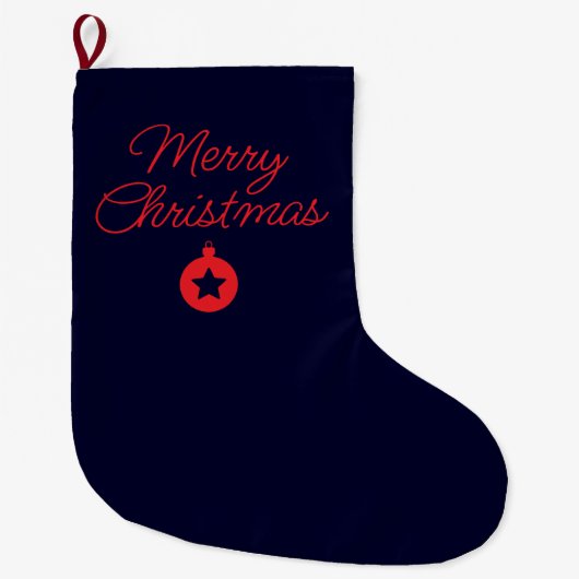 Prettig Kerstmis Zwarte Rots Blauw Klassiek Uniek Grote Kerstsok (Voorkant)