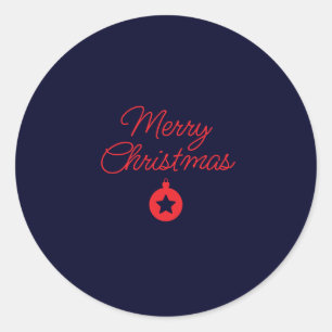 Prettig Kerstmis Zwarte Rots Klassiek Uniek Ronde Sticker