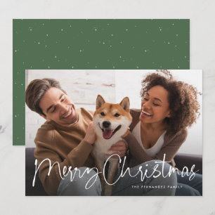 Prettig kerstscript leuk eenvoudig één foto feestdagenkaart
