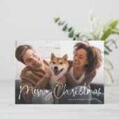 Prettig kerstscript leuk eenvoudig één foto feestdagenkaart (Staand voorkant)
