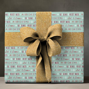 Prettig Kerstseizoen Kerstgroeten Laat het Sneeuwe Cadeaupapier