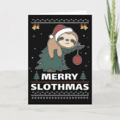 Prettig Kerstsloth Feestelijke Kerst Sloth Grap Ca Kaart (Voorkant)