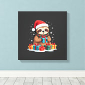 Prettig Kerstsloth schattig Kerstmis luiaard Kerst Canvas Afdruk (Insitu (Houten vloer))