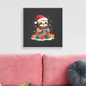 Prettig Kerstsloth schattig Kerstmis luiaard Kerst Canvas Afdruk (Insitu (Woonkamer))