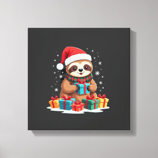 Prettig Kerstsloth schattig Kerstmis luiaard Kerst Canvas Afdruk