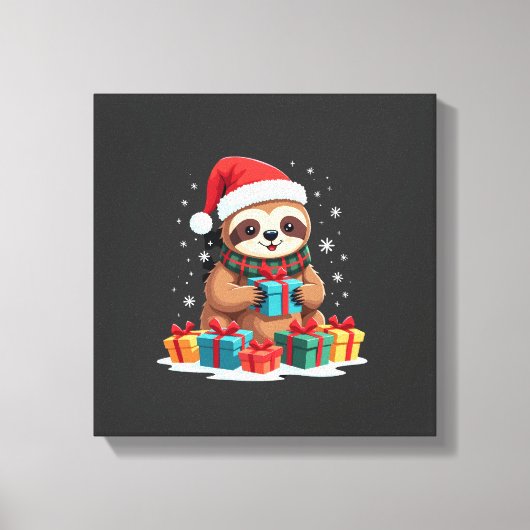 Prettig Kerstsloth schattig Kerstmis luiaard Kerst Canvas Afdruk (Voorkant)
