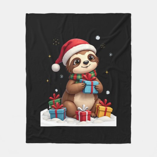 Prettig Kerstsloth schattig Kerstmis luiaard Kerst Fleece Deken (Voorkant)