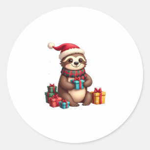 Prettig Kerstsloth schattig Kerstmis luiaard Kerst Ronde Sticker