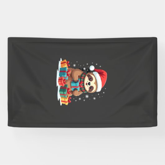 Prettig Kerstsloth schattig Kerstmis luiaard Kerst Spandoek (Horizontaal)
