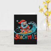 Prettig Kerststrand Santa surfen Retro ontwerp  Kaart (Gele Bloem)