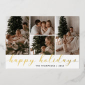 Prettig Kerstvakantie Kerst Script Foto Collage Folie Feestdagenkaart (Voorkant)