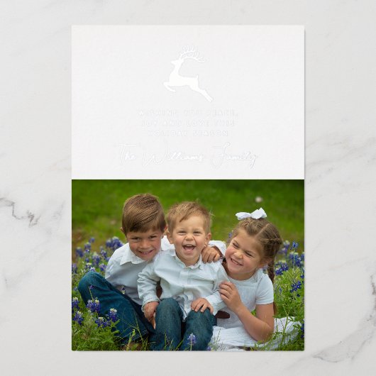 Prettig Kerstvakantie Rendier Folie Feestdagenkaart (Voorkant)