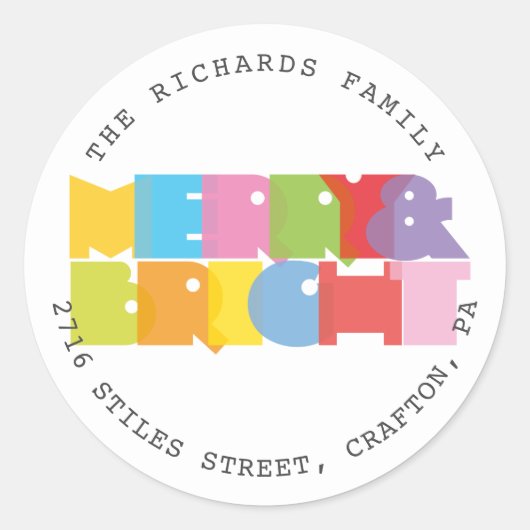 Prettig Kerstvakantie Retouradres Ronde Sticker (Voorkant)