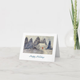 Prettig Kerstvakantie Sneeuwig Cottage Feestdagen Kaart