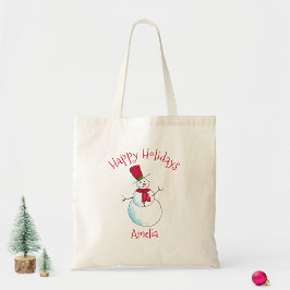 Prettig Kerstvakantie Sneeuwman Tote Bag