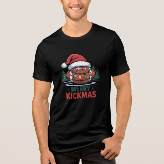Prettig Kerstvoetbal Kerstontwerp Tri-Blend Shirt (Voorkant)