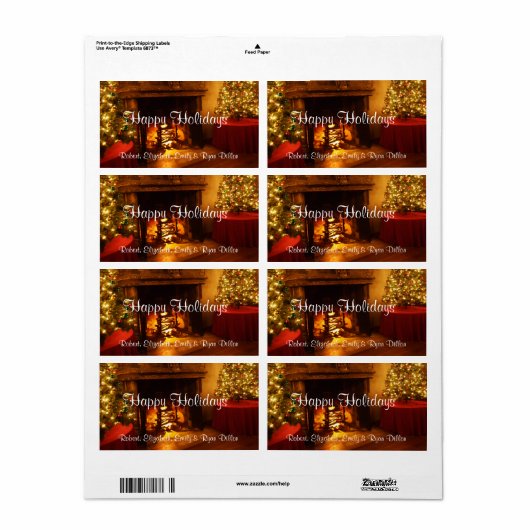 Prettig Kerstvuur Kerstboom Wijn Etiket (Full Sheet)