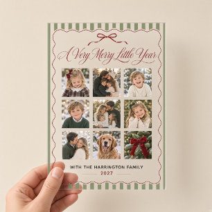 Prettig Klein Jaar Negen Foto Lint Acryl Kerstmis Uitnodigingen