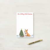 Prettig Klein Kerstfeest - Corgi Post-it® Notes (Op bureau)