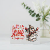 Prettig Klein Kerstman Sneeuwmannetje Briefkaart (Staand voorkant)