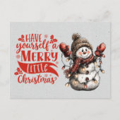 Prettig Klein Kerstman Sneeuwmannetje Briefkaart (Voorkant)