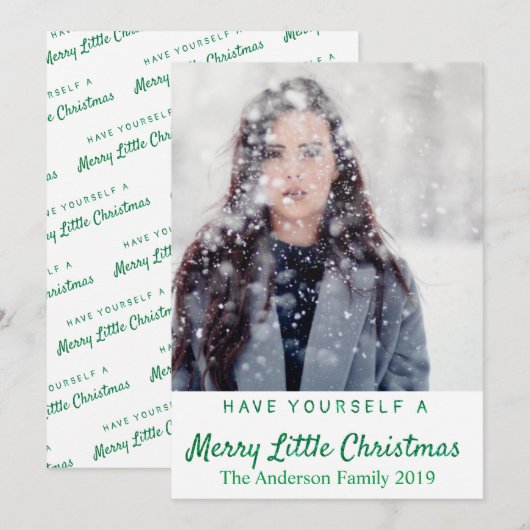 Prettig Klein Kerstmis Voeg Eigen Foto Toe Feestdagenkaart (Voorkant / Achterkant)