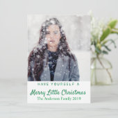 Prettig Klein Kerstmis Voeg Eigen Foto Toe Feestdagenkaart (Staand voorkant)
